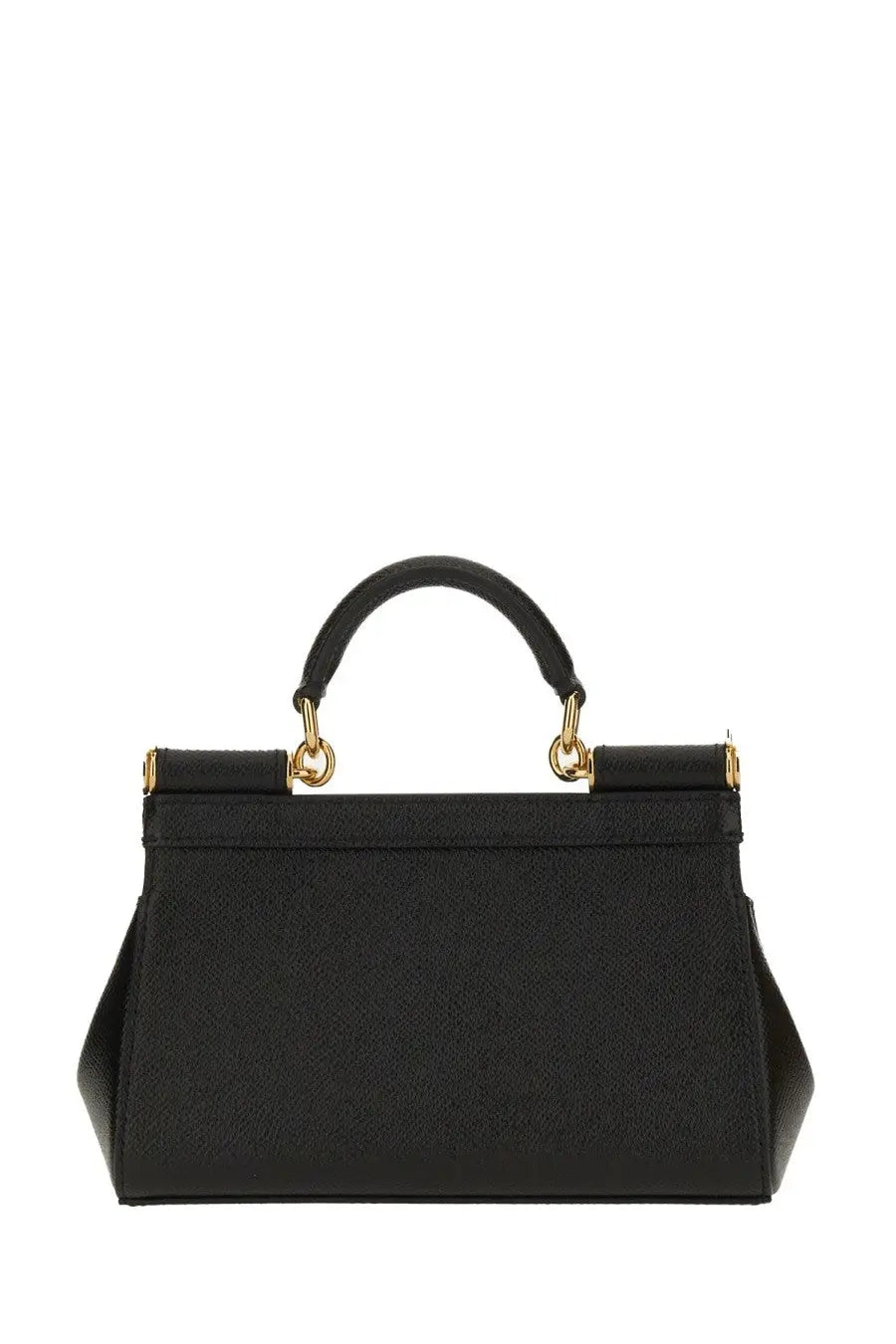 Dolce &amp; gabbana women’s borsa sicily small black textured leather handbag with gold-tone hardware and top handle