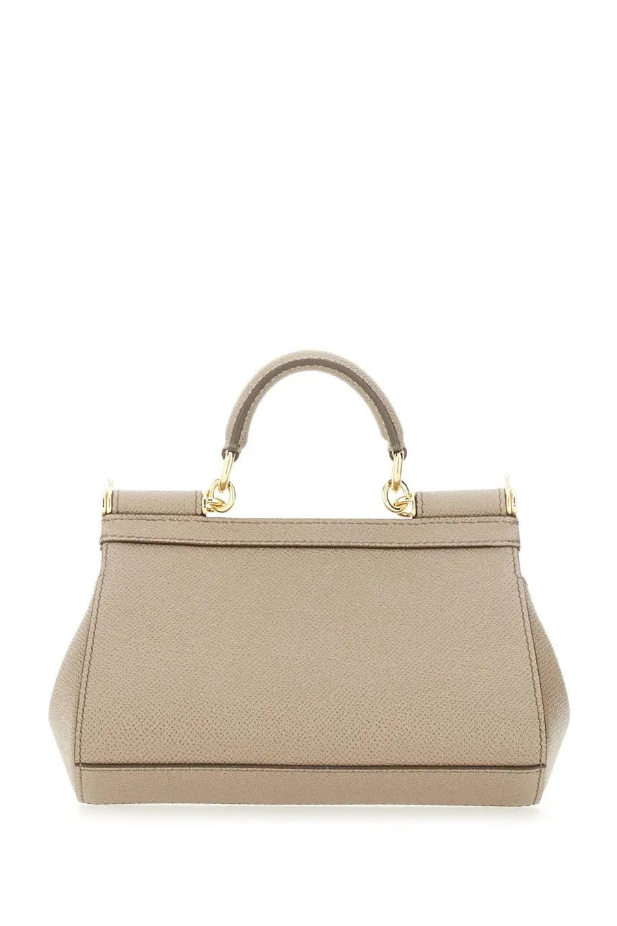 Dolce &amp; Gabbana women’s borsa sicily small brown beige textured leather handbag with gold-tone hardware and structured design