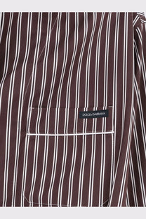 Dolce &amp; Gabbana women’s brown and white striped camicia pigiama vanity popeline pajama top with black chest label