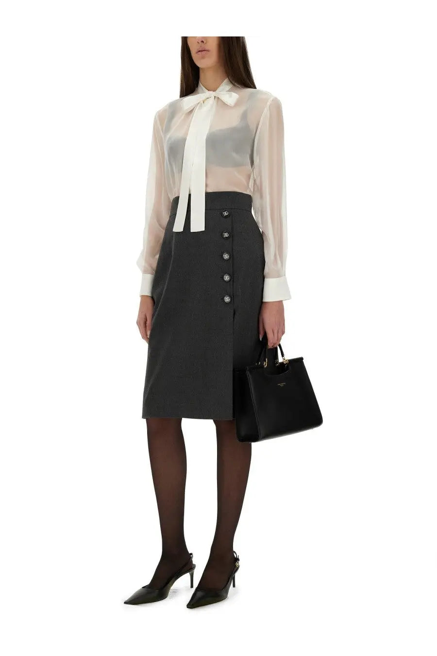 Dolce &amp; Gabbana Women's Chiffon Shirt White, view 2