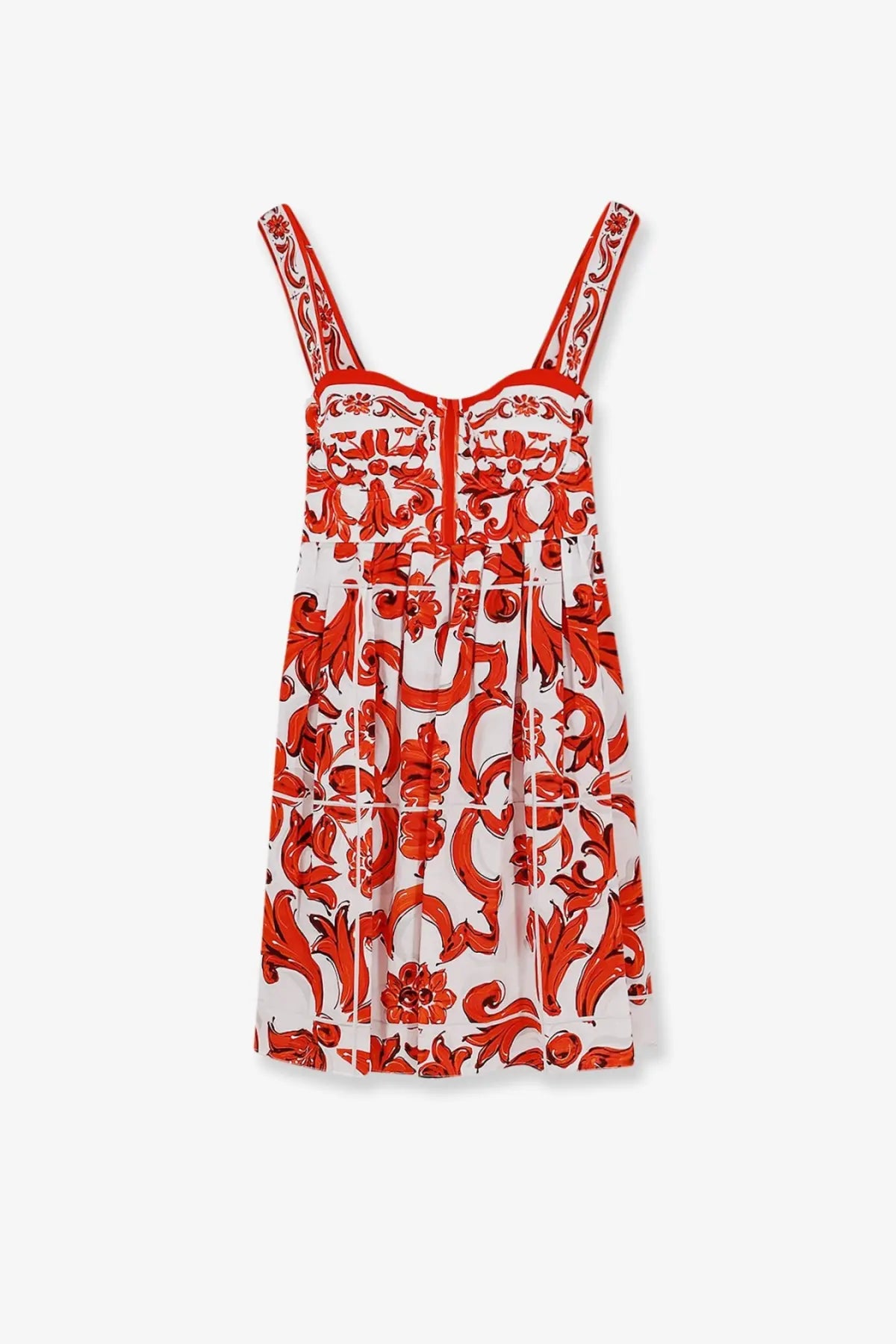 Dolce &amp; Gabbana women’s cotton dress white with vibrant red and white floral pattern and thin sleeveless straps