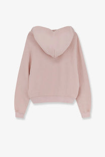Dolce &amp; Gabbana women’s cotton sweatshirt grey with soft blush pink ribbed hooded sweatshirt and relaxed fit