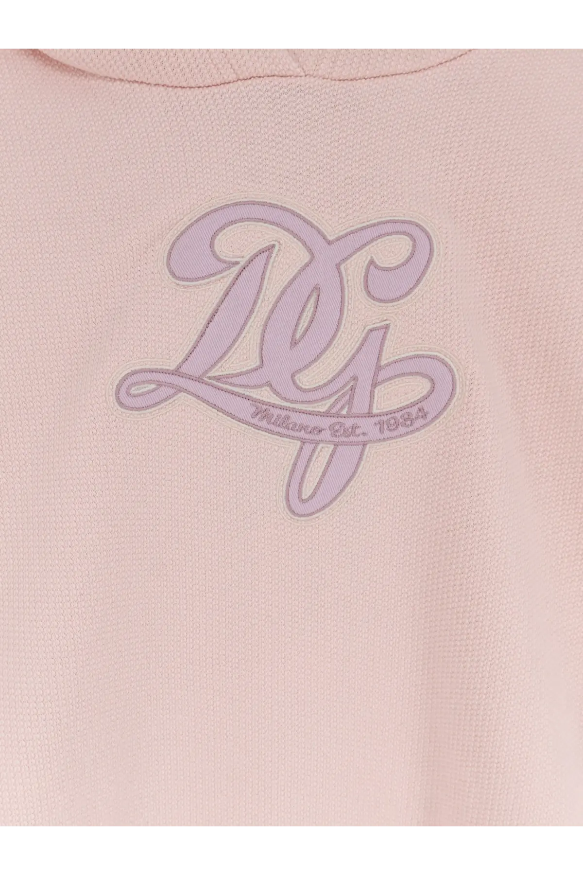Dolce &amp; Gabbana women’s soft pink cotton hoodie with subtle lavender milano est embroidered logo
