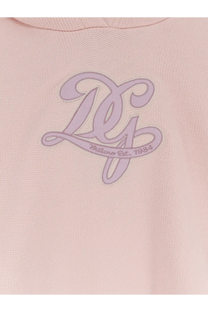 Dolce &amp; Gabbana women’s soft pink cotton hoodie with subtle lavender milano est embroidered logo