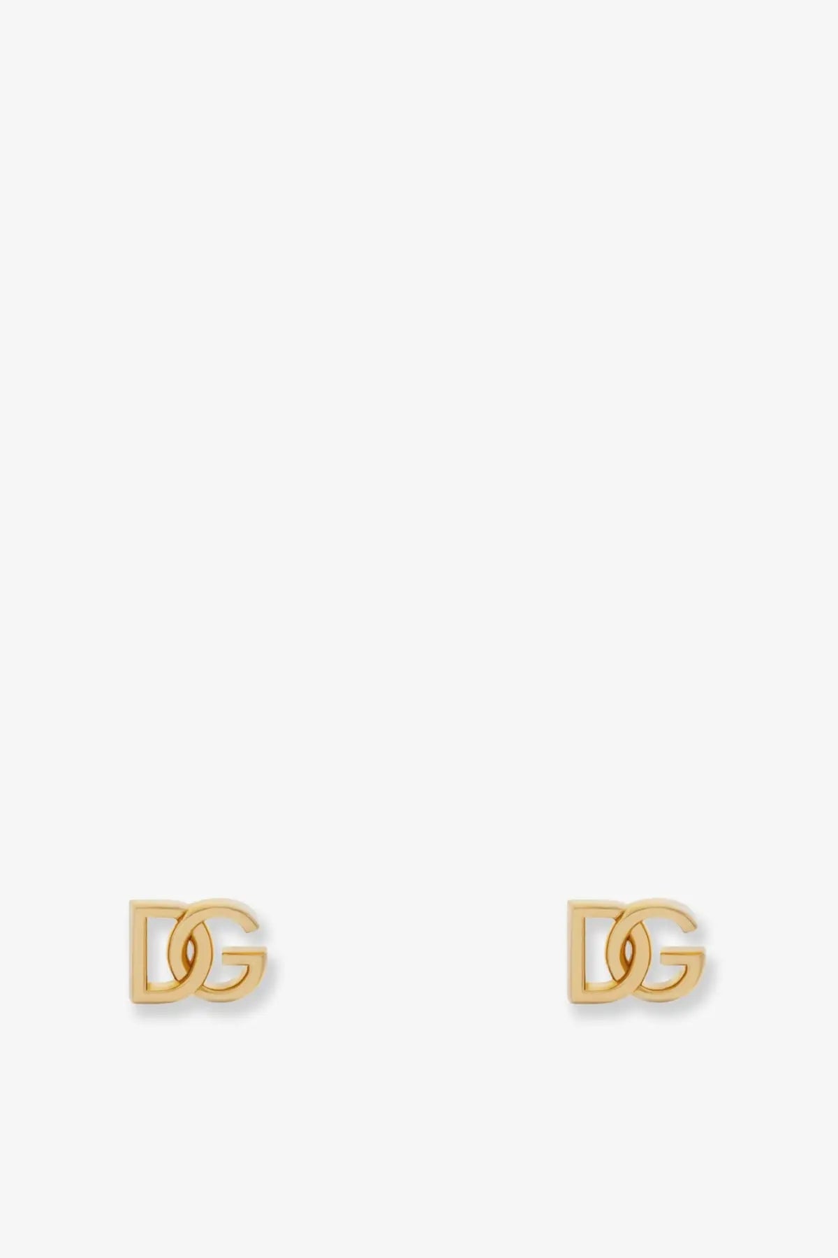 Gold-tone dg logo stud earrings made of brass for women by dolce and gabbana in a polished gold finish