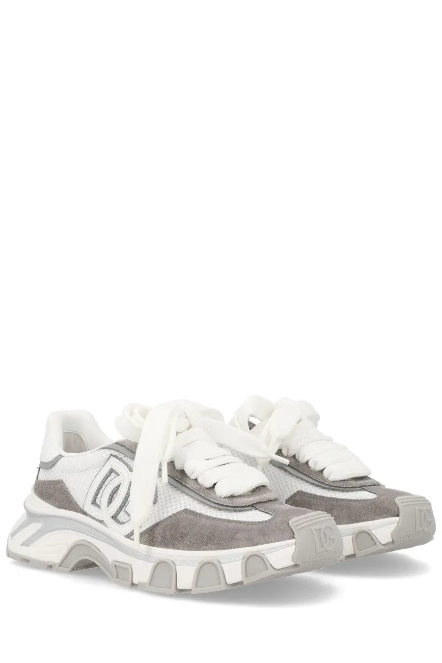 Dolce &amp; Gabbana women’s dg country road sneaker grey with chunky sole suede and mesh upper and logo detailing