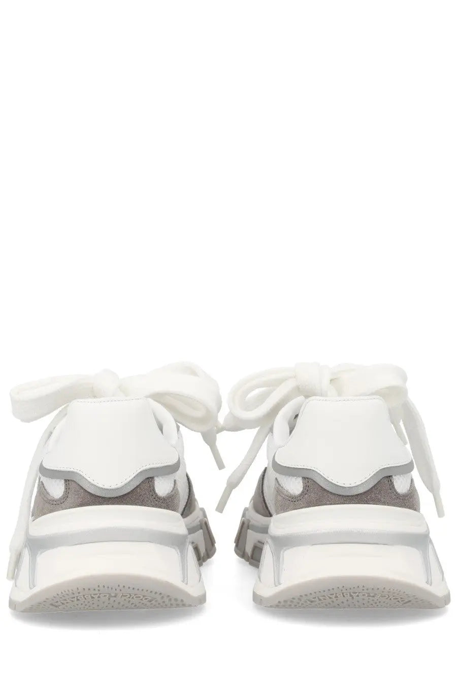 Dolce &amp; Gabbana women’s dg country road sneaker grey with white and gray chunky design, thick soles, and tied laces