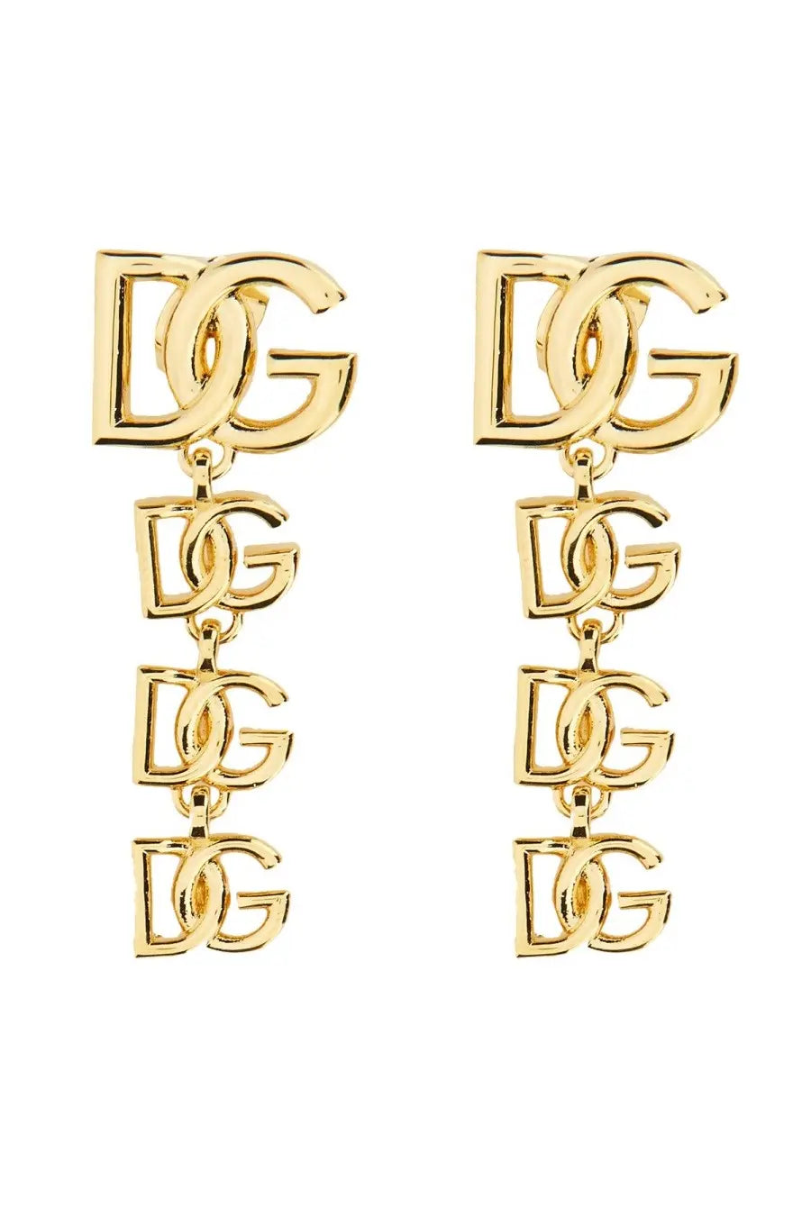 Dolce and gabbana women’s gold-tone long dangling earrings featuring cascading interlocking dg logos