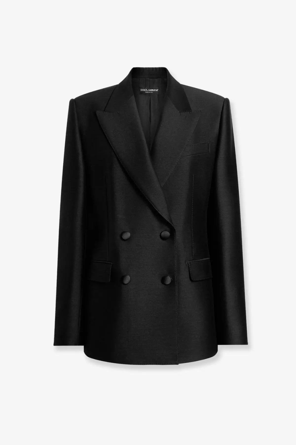 Dolce &amp; Gabbana women’s black double breasted blazer with tailored fit and matte faille fabric finish