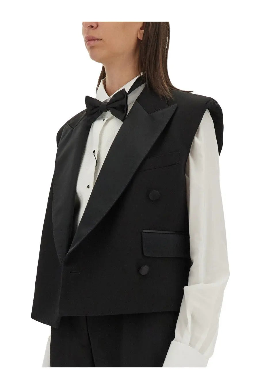 Dolce &amp; Gabbana Women's Double Breasted Sleeveless Jacket Black, view 4