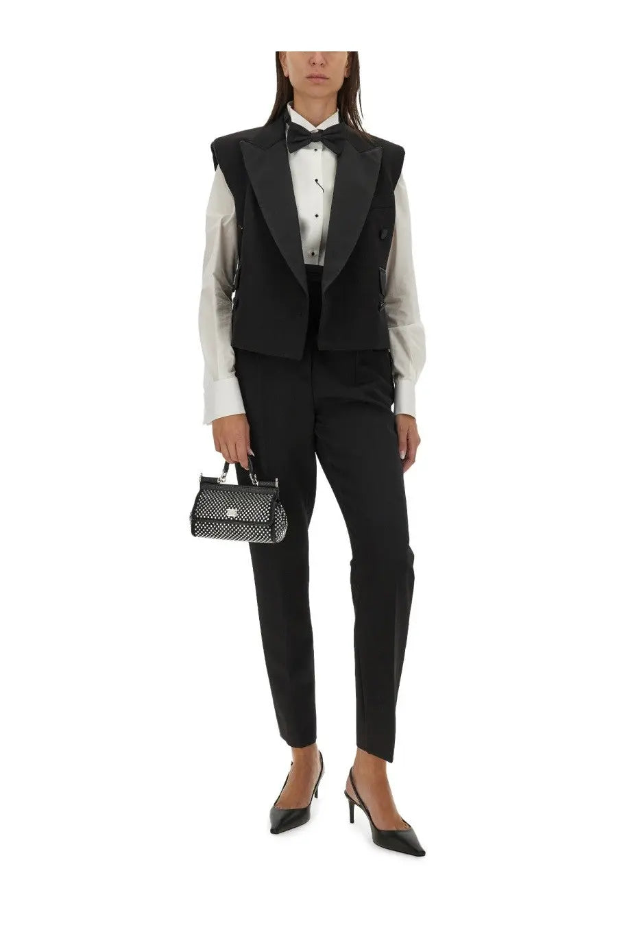 Dolce &amp; Gabbana Women's Double Breasted Sleeveless Jacket Black, view 2