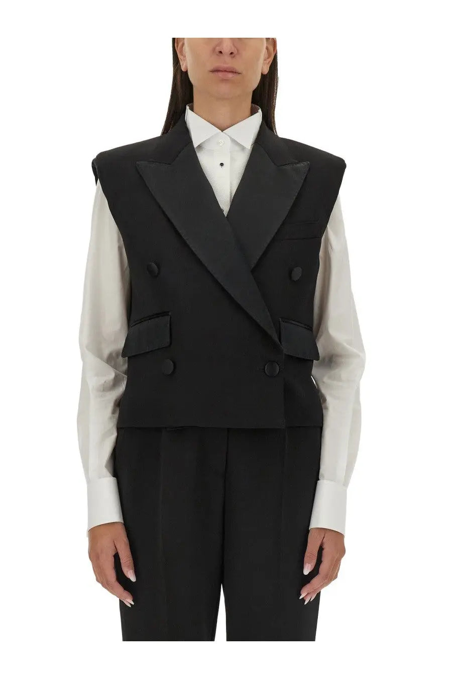Dolce &amp; Gabbana Women's Double Breasted Sleeveless Jacket Black