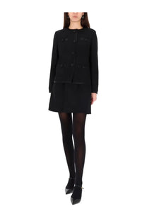 Dolce &amp; Gabbana women’s black double crepe tailored jacket with structured shoulders and button details