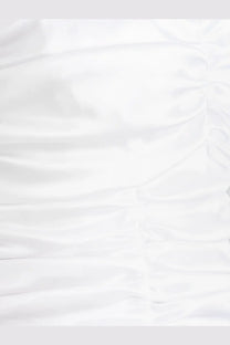 Dolce &amp; gabbana women’s draped satin mini dress in white with smooth glossy satin fabric and gentle folds