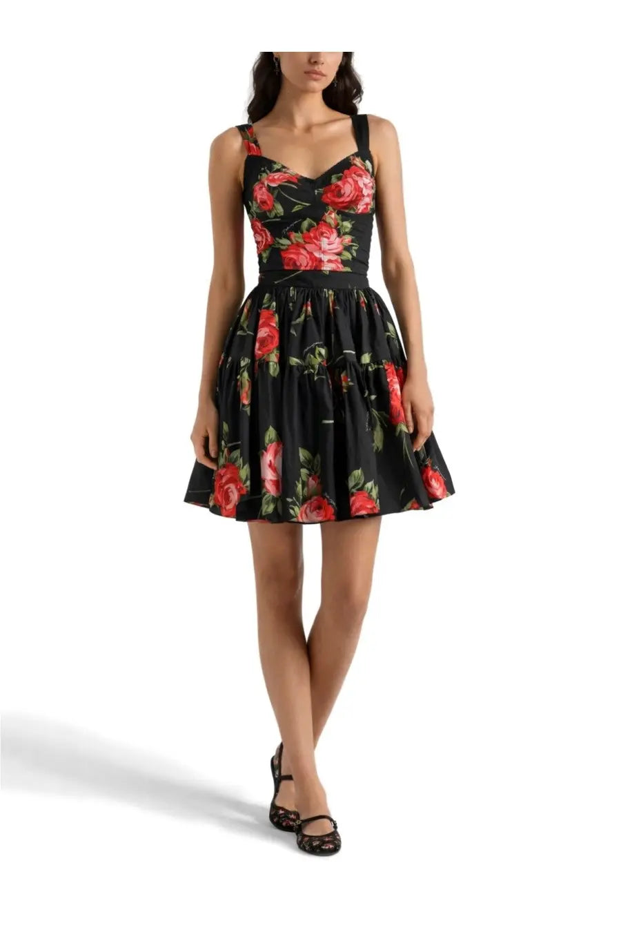Dolce &amp; Gabbana Women's Floral Print Bustier Top Black, view 2