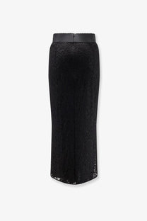 Dolce &amp; Gabbana women’s black lace midi skirt with sleek fitted silhouette and smooth black waistband