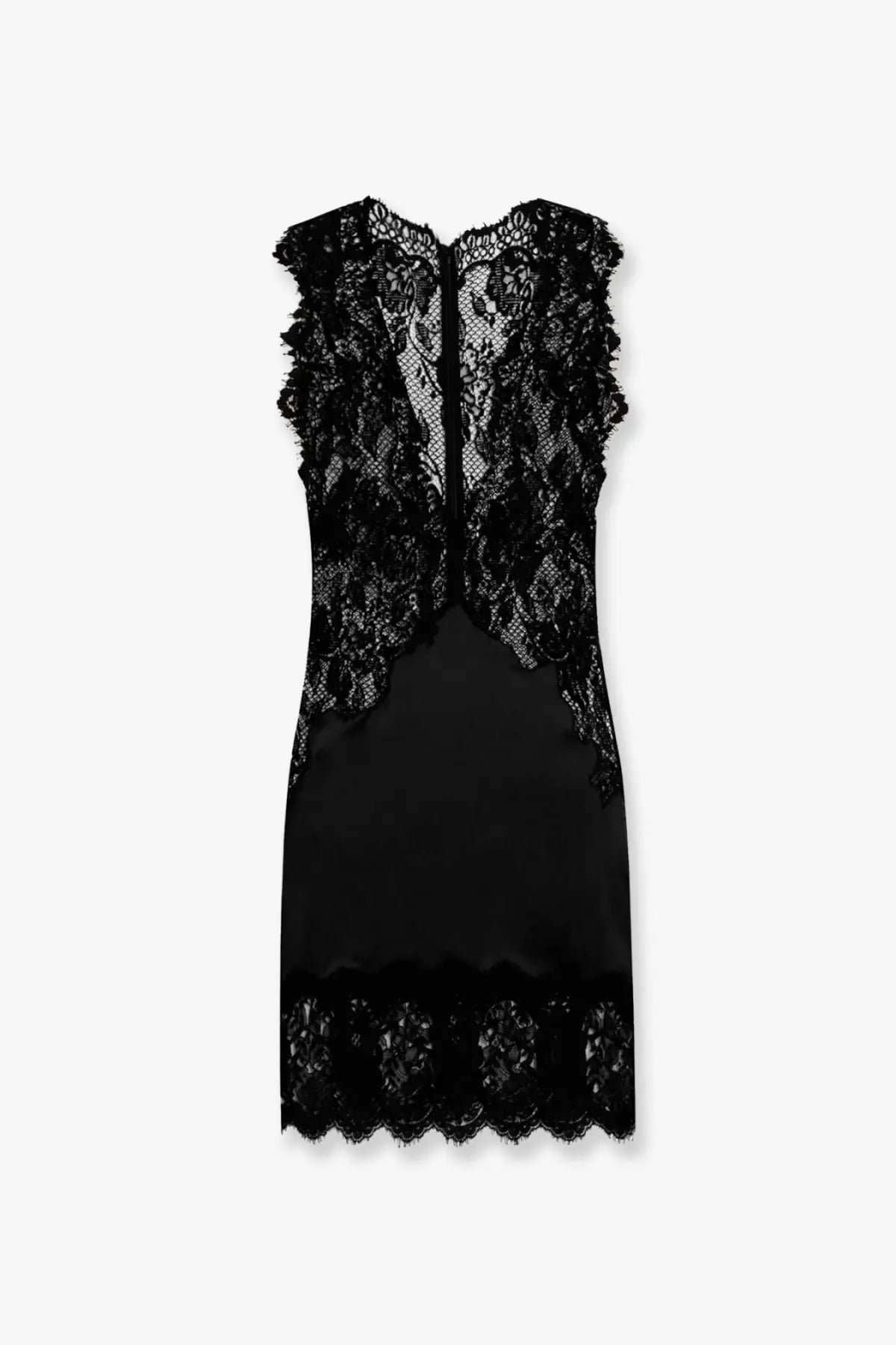 Dolce &amp; Gabbana women’s black silk dress with lace trim and ruffled shoulder detailing