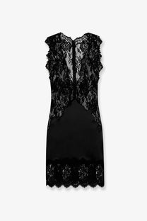 Dolce &amp; Gabbana women’s black silk dress with lace trim and ruffled shoulder detailing