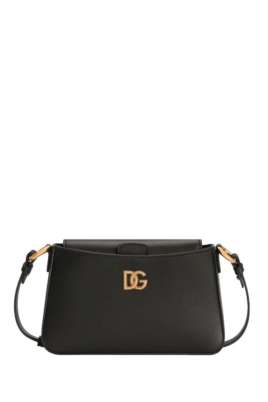 Dolce &amp; Gabbana women’s black leather crossbody phone bag with gold-tone dg logo hardware