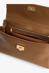 Dolce and gabbana women’s my sicily beige leather clutch with gold-tone hardware and my sicily inscription