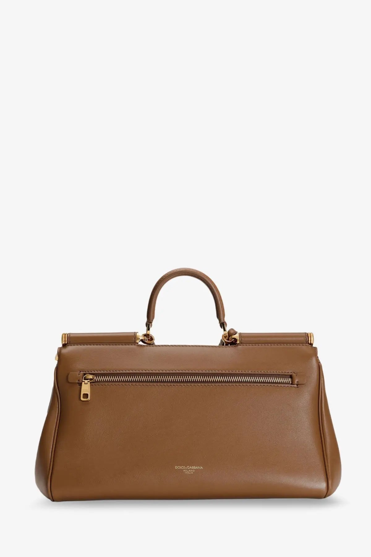 Dolce &amp; Gabbana women’s my Sicily beige leather crossbody bag with brown leather top handle and gold tone hardware