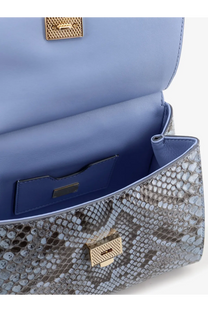 Dolce &amp; Gabbana women’s sicily python handbag in light blue snakeskin with gold hardware and navy interior