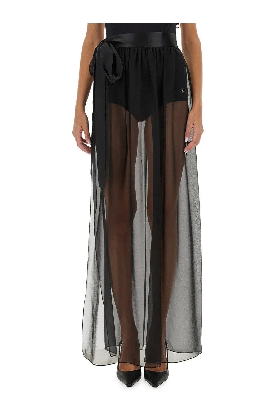 Dolce &amp; Gabbana Women's Silk Chiffon Long Skirt Black