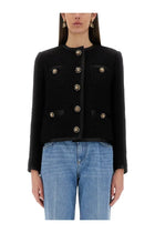 Dolce &amp; Gabbana Women's Single Breasted Tweed Bouclé Short Jacket Black