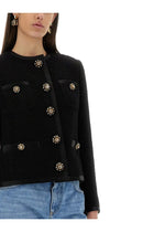 Dolce &amp; Gabbana Women's Single Breasted Tweed Bouclé Short Jacket Black, view 4