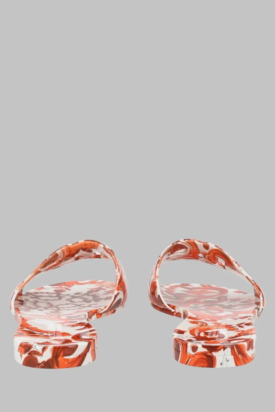 Dolce and Gabbana women’s transparent orange and white marbled gomma maiolica platform flip-flops for beachwear