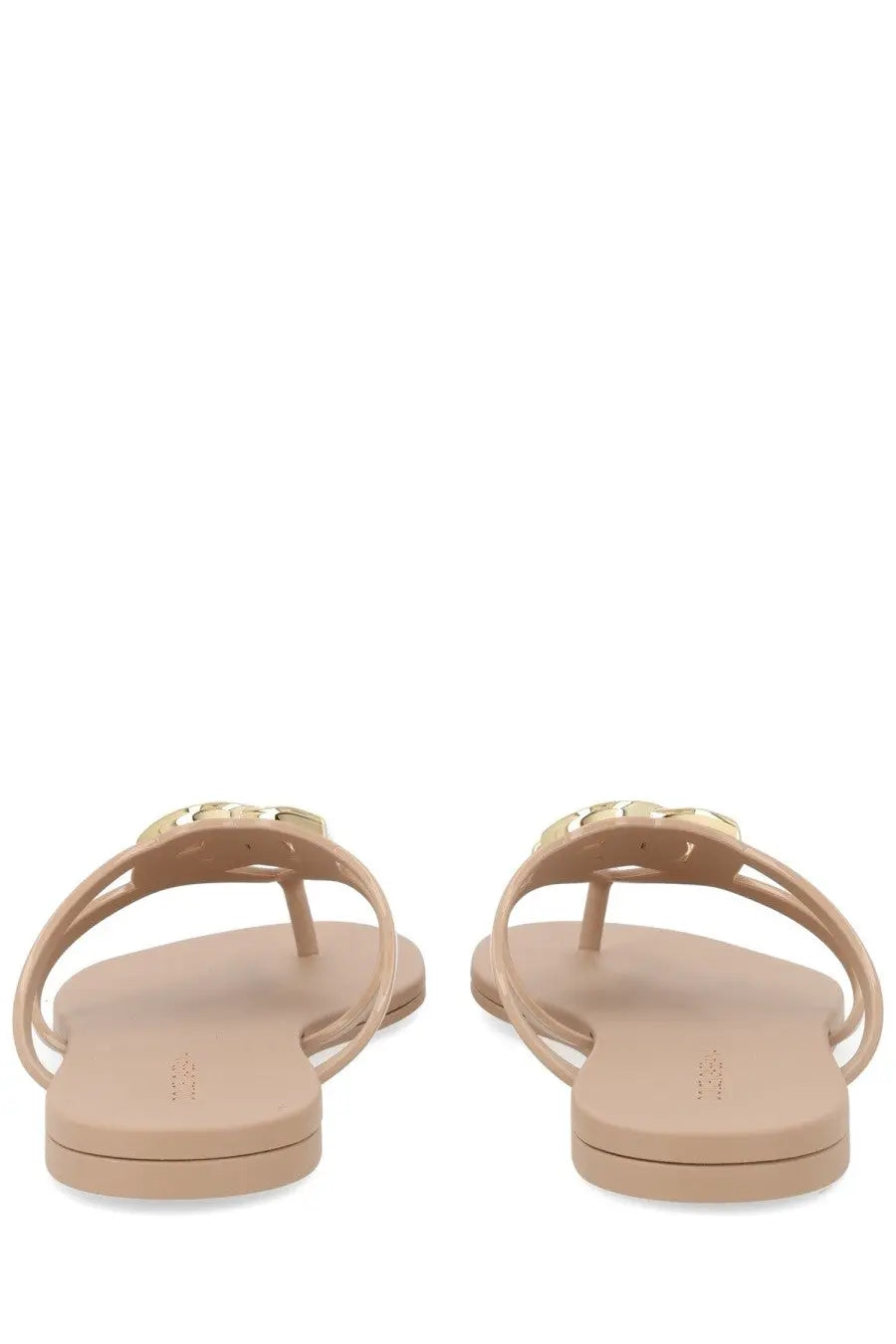 Dolce &amp; gabbana womens beige rubber slide with gold-tone metal buckle detail