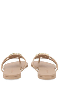 Dolce &amp; gabbana womens beige rubber slide with gold-tone metal buckle detail