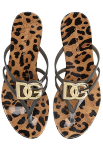 Dolce &amp; Gabbana women’s leopard-print slide with glossy finish and gold tone dg logo clasp