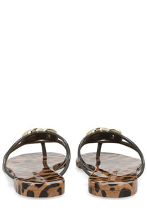 Dolce &amp; gabbana women’s leopard-print jelly flip-flops with gold-tone buckle detail slide sandals