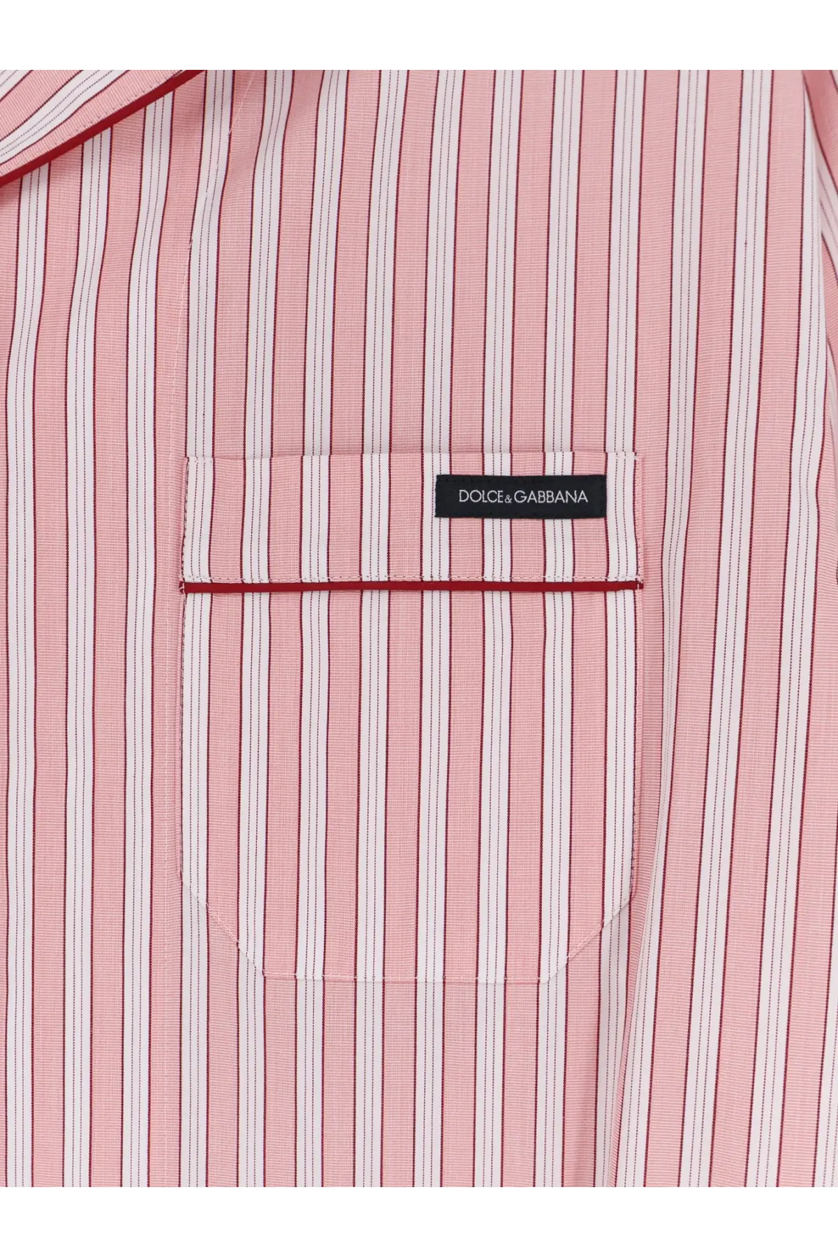 Dolce &amp; gabbana women’s pink and white striped cotton pajama shirt with black label on chest pocket