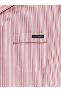 Dolce &amp; gabbana women’s pink and white striped cotton pajama shirt with black label on chest pocket