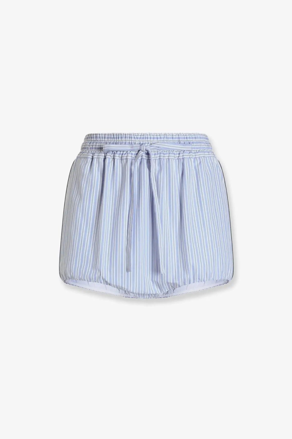 Dolce &amp; Gabbana women’s light blue and white striped cotton poplin culotte shorts with drawstring waistband