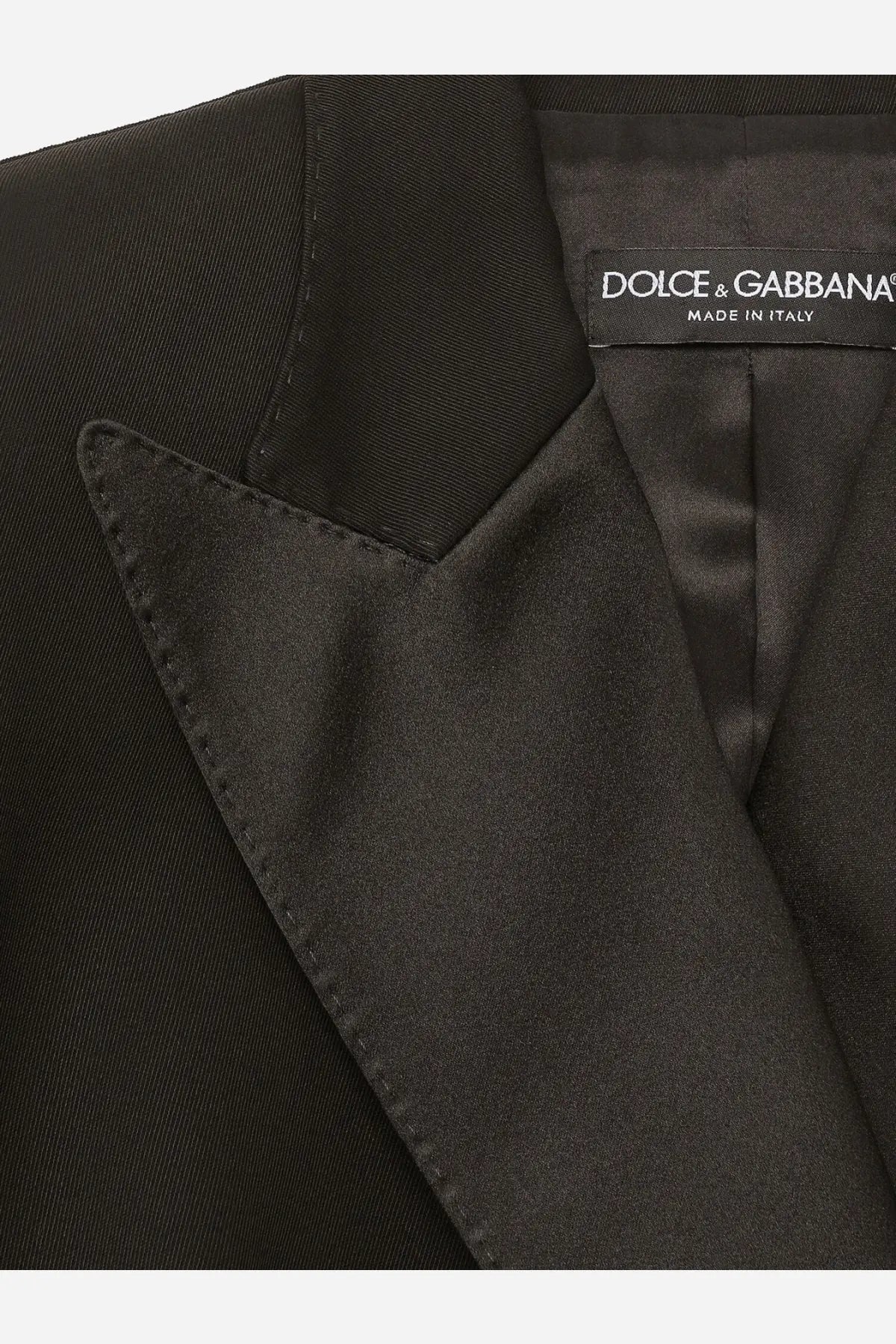 Dolce &amp; Gabbana women’s black tuxedo blazer with sleek tailored design in virgin wool and silk fabric texture