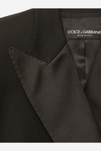 Dolce &amp; Gabbana women’s black tuxedo blazer with sleek tailored design in virgin wool and silk fabric texture