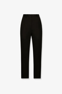 Dolce &amp; Gabbana women’s black high-waisted tailored trousers in virgin wool and silk with a sleek straight leg cut