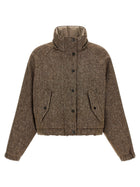 Brunello Cucinelli Women's Mélange Virgin Wool Blend Jacket Brown, view 2