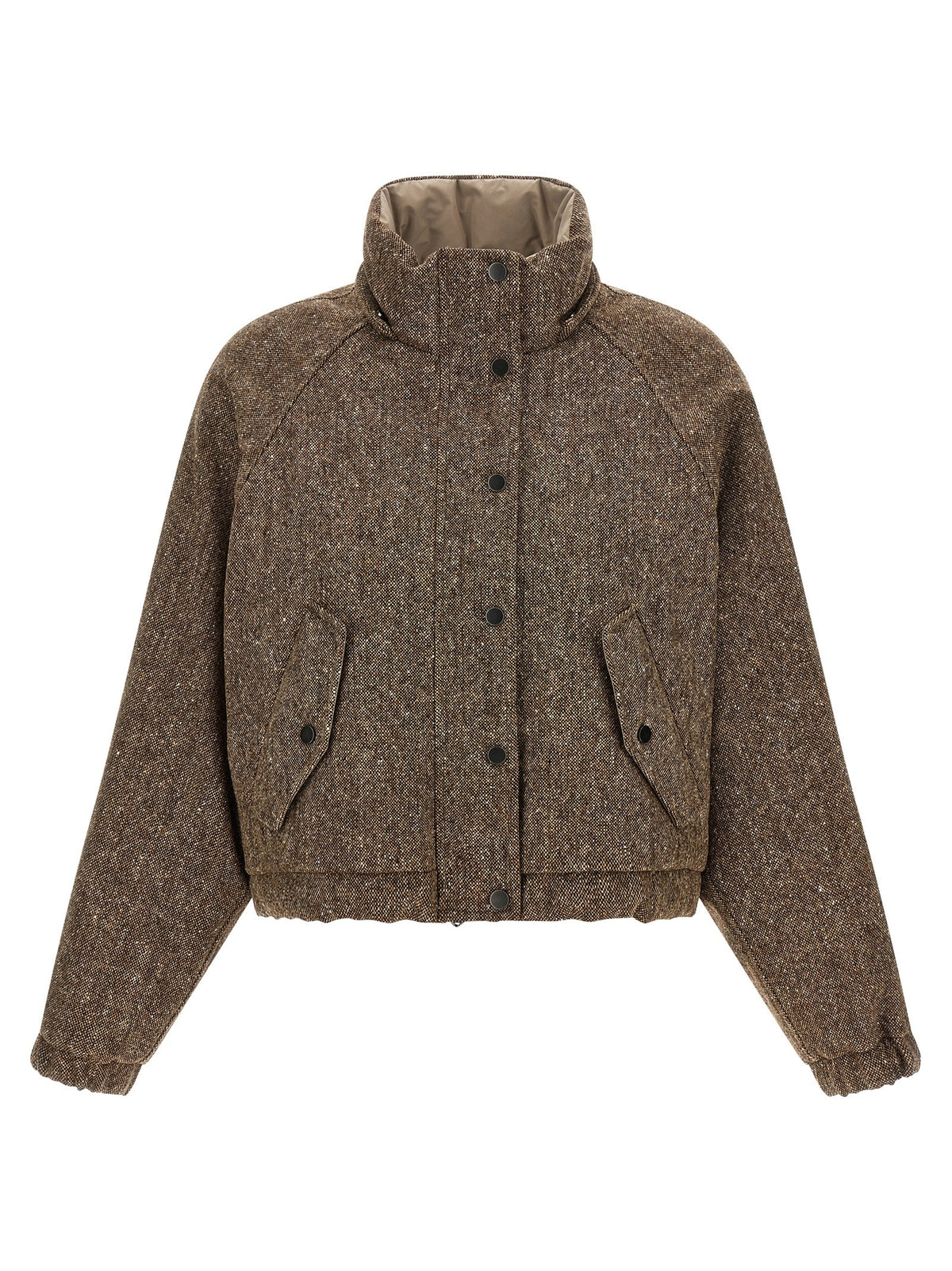 Brunello Cucinelli Women's Mélange Virgin Wool Blend Jacket Brown, view 2