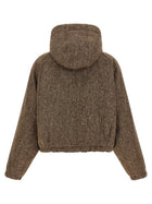 Brunello Cucinelli Women's Mélange Virgin Wool Blend Jacket Brown, view 3