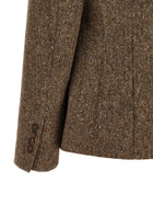 Brunello Cucinelli Donegal Wool Double Breasted Blazer Brown, view 4