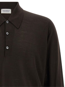 John Smedley Dorset Polo Shirt Brown, view 3