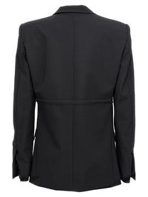 Nensi Dojaka Double Breast Drawstring Blazer Jacket Black