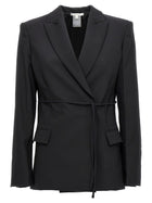 Nensi Dojaka Double Breast Drawstring Blazer Jacket Black