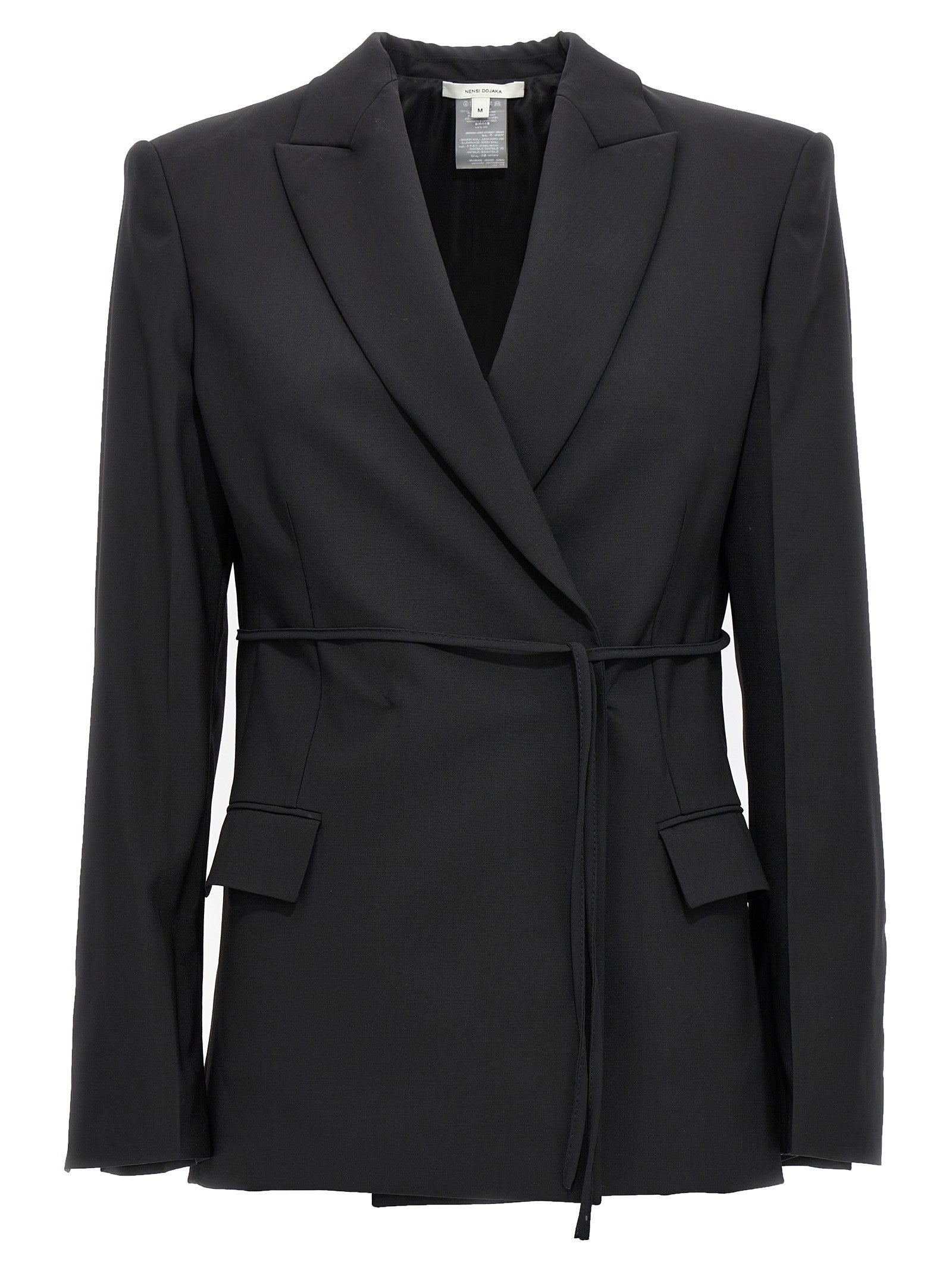 Nensi Dojaka Double Breast Drawstring Blazer Jacket Black