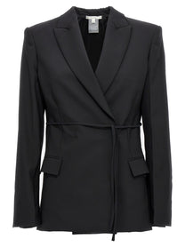 Nensi Dojaka Double Breast Drawstring Blazer Jacket Black