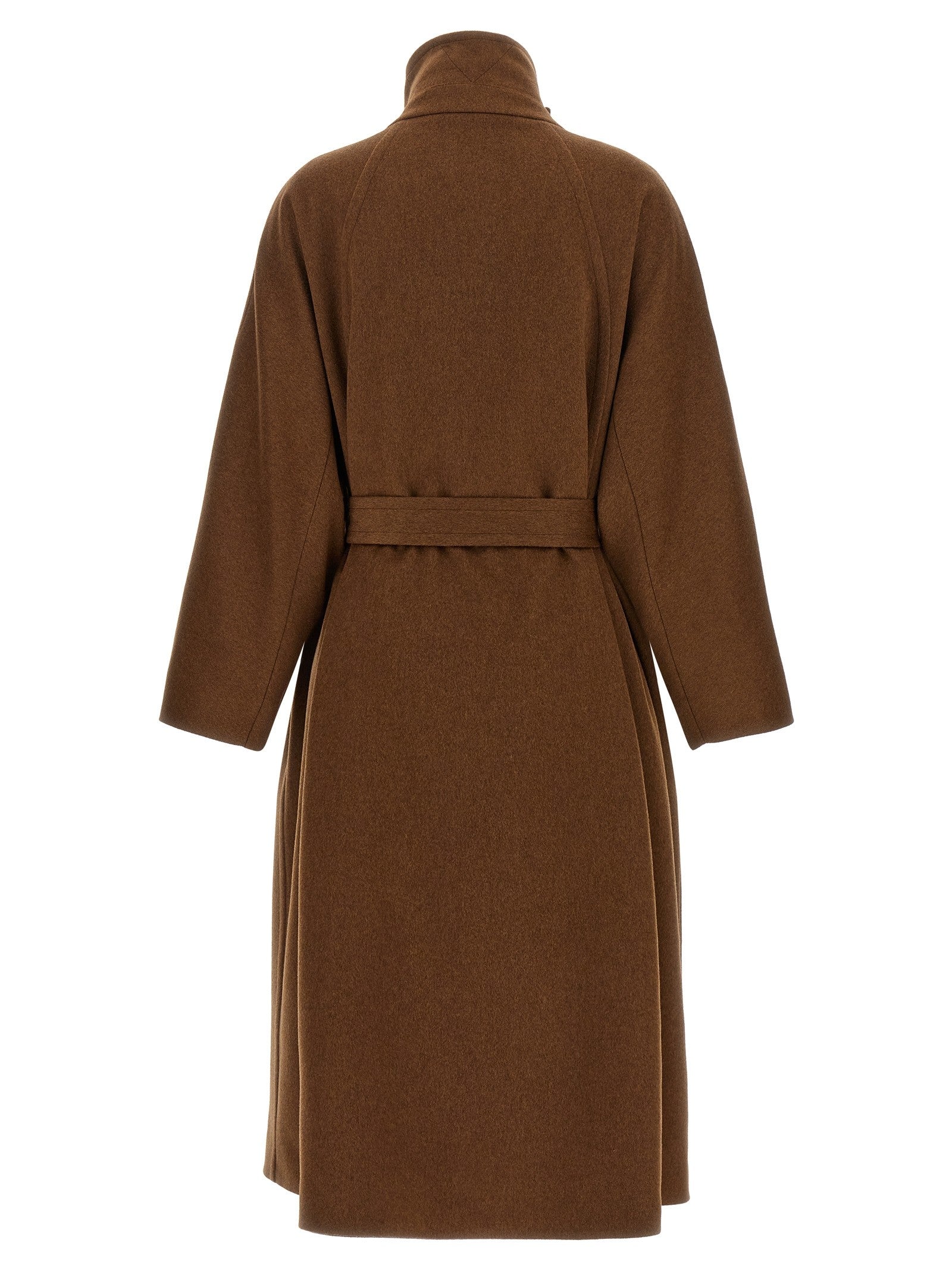 Alberto Biani Double Breasted Belted Coat Brown